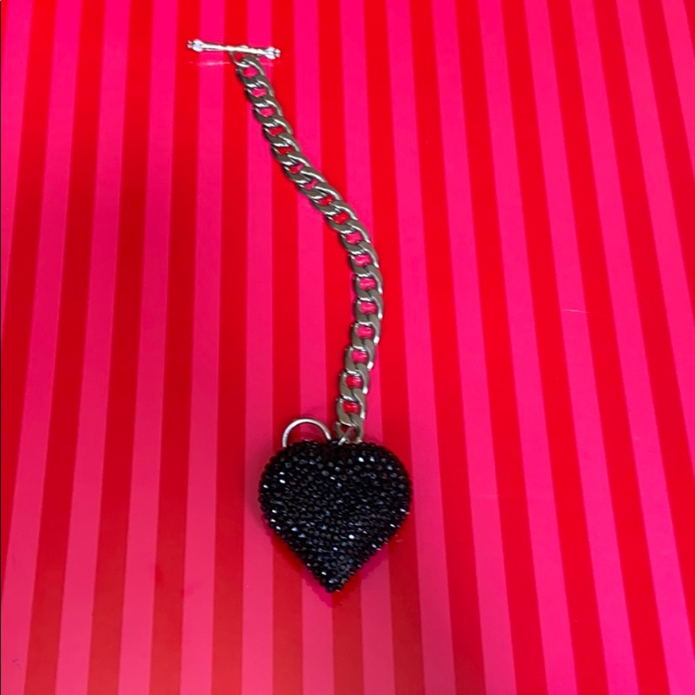 👛 2 for $20👛Black Rhinestone Puff Heart Bracelet - Picture 4 of 7